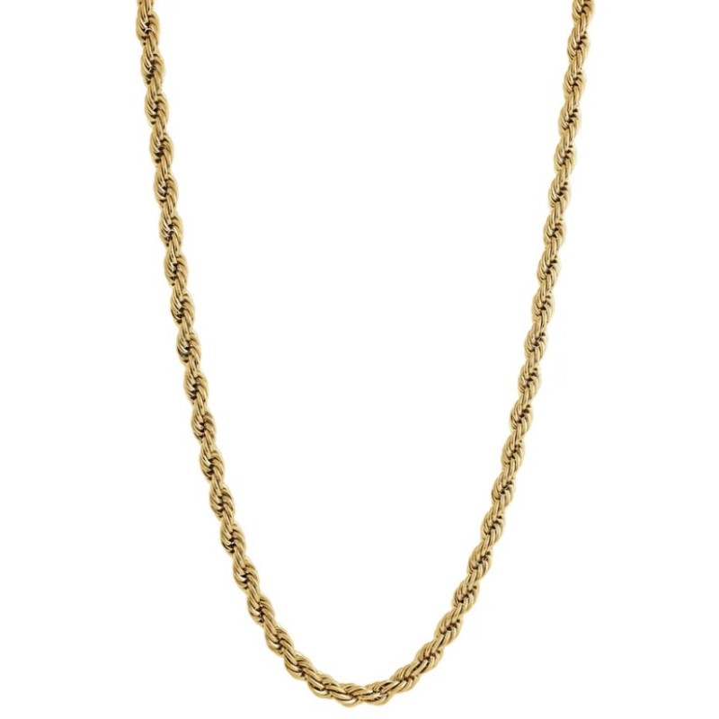 Italgem Gold Tone Stainless Steel 5mm Rope Chain Measuring 24 Inches.