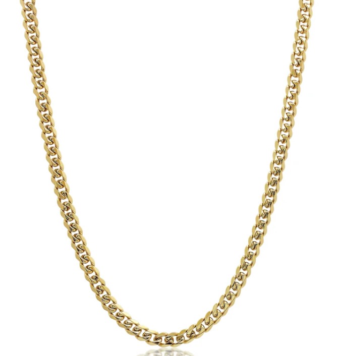 Italgem Gold Tone Stainless Steel 6mm Curb Chain Measuring 24 Inches.﻿