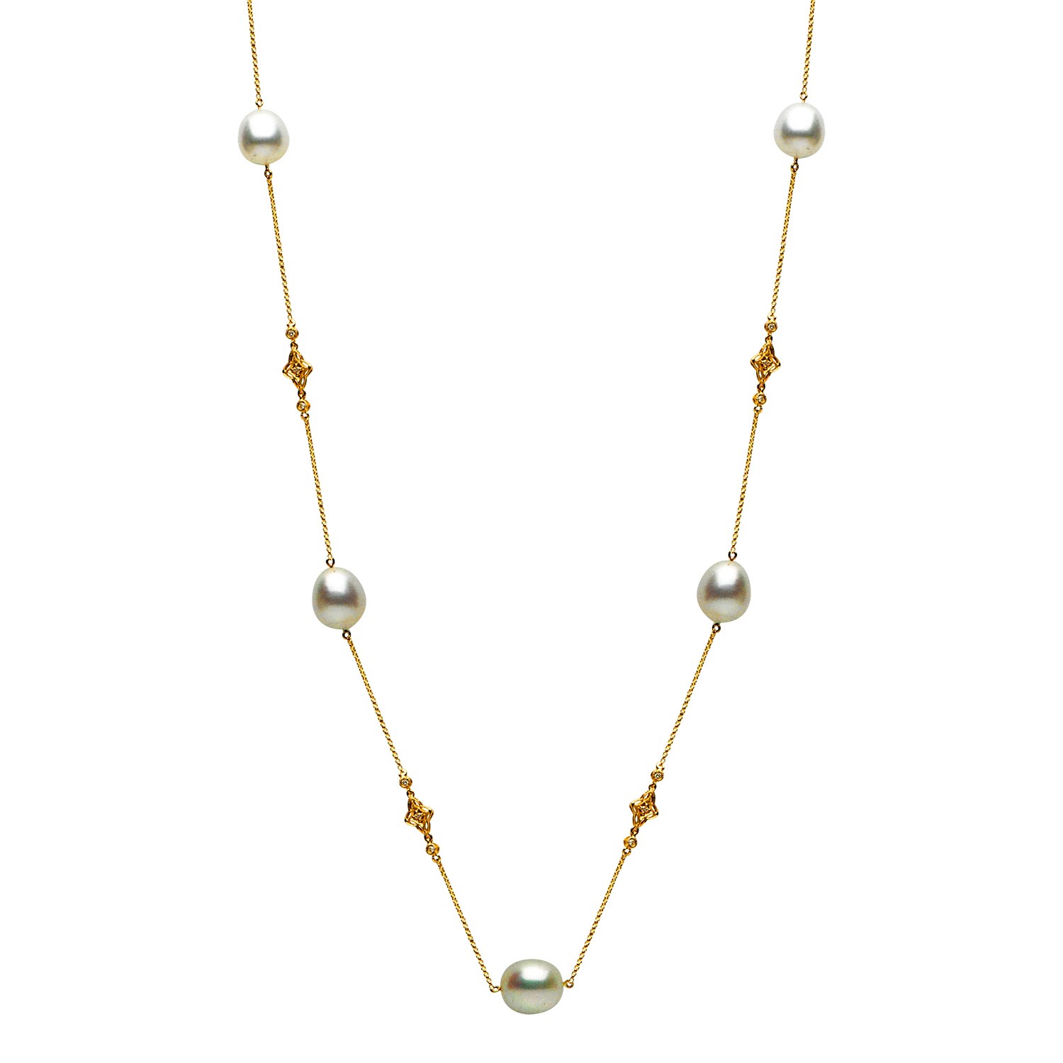 Pearl And Diamond Tin Cup Necklace