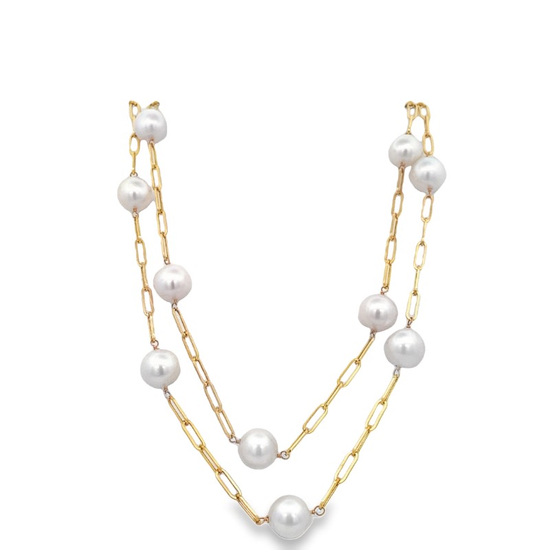 Tin Cup White South Sea Pearl Long Necklace
