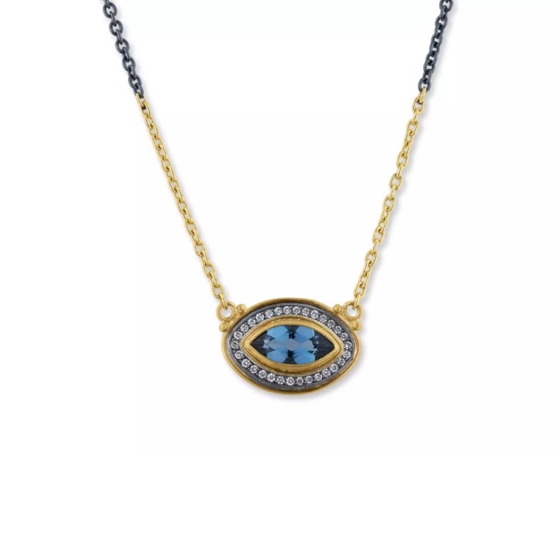 Lika Behar 24K Gold And Oxidized Sterling Silver London Blue Topaz Thames Necklace