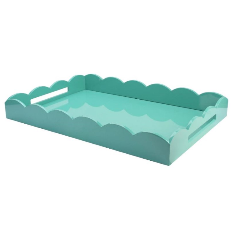 Turquoise scalloped tray 26 x 17