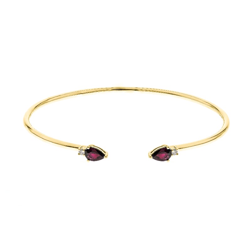 10 Karat Yellow Gold Ruby And Diamond Flex Bangle