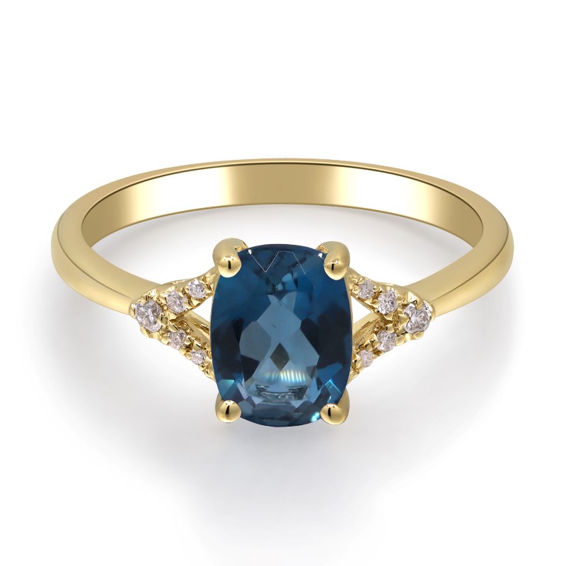 10 Karat Yellow Gold London Blue Topaz And Diamond Ring 10 Karat Yellow Gold London Blue Topaz And Diamond Ring