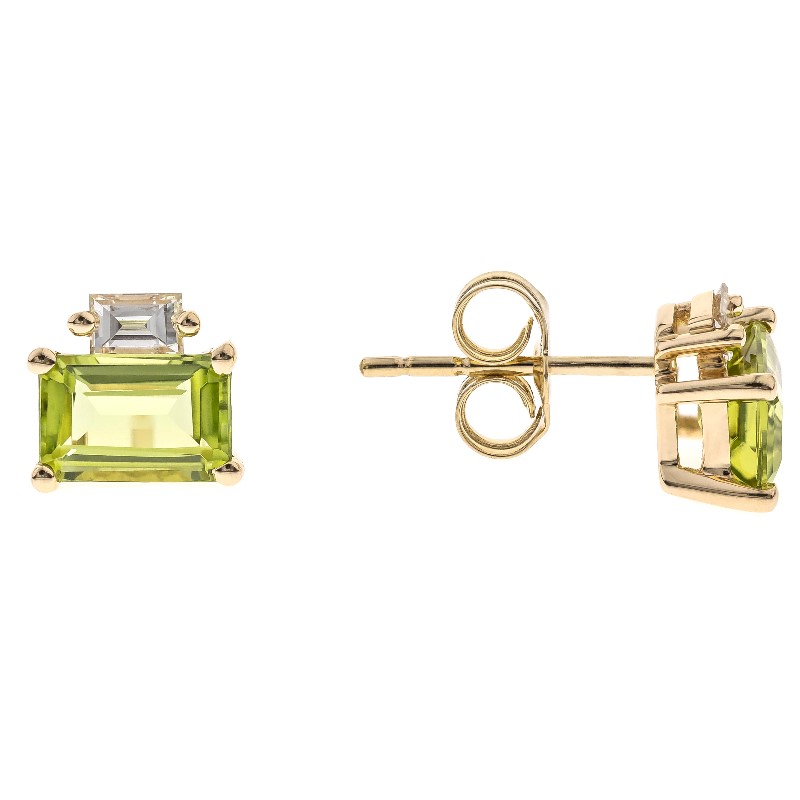 10 Karat Yellow Gold Peridot Earrings