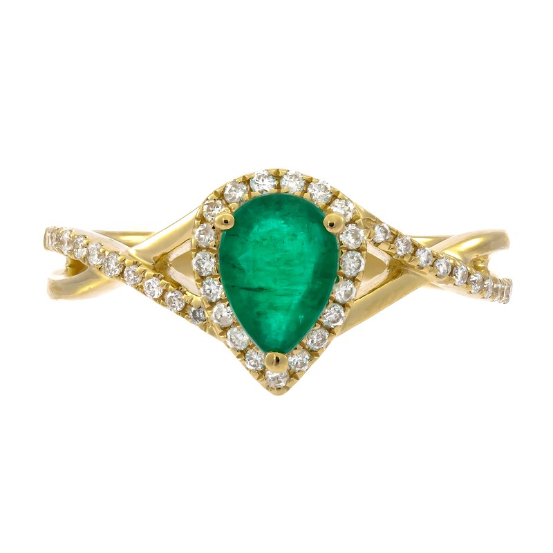 10 Karat Yellow Gold Emerald And Diamond Ring 10 Karat Yellow Gold Emerald And Diamond Ring