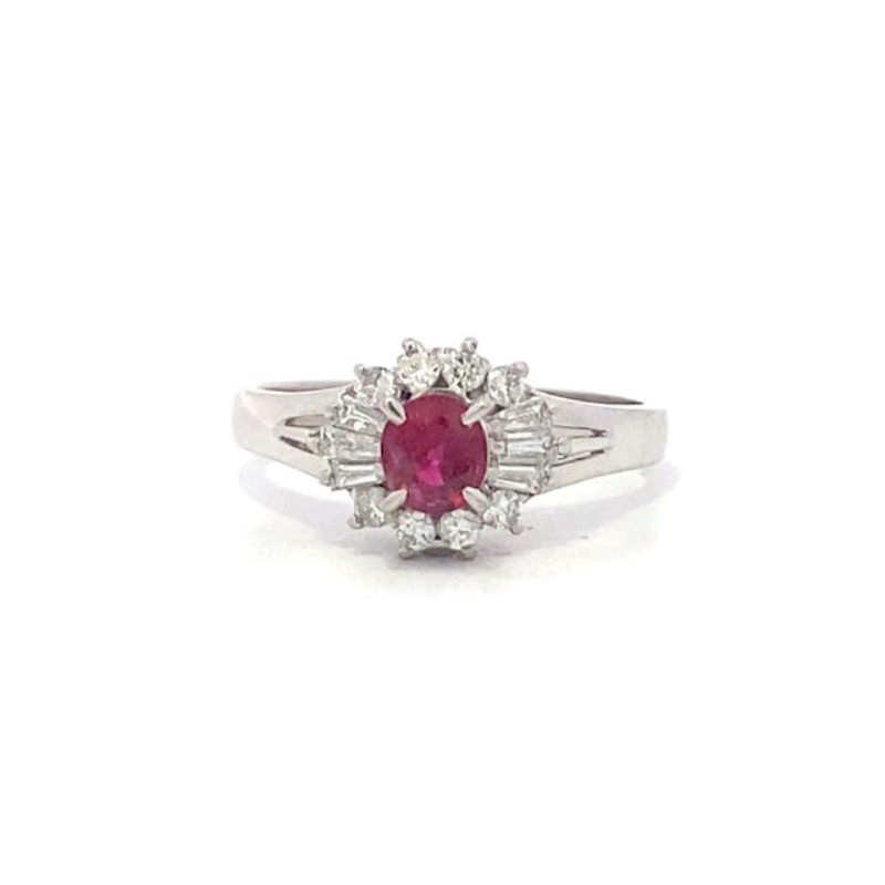 Estate Platinum Ruby And Diamond Ring