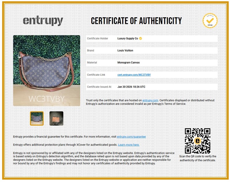 Louis Vuitton LV Monogram Loop Hobo        LV Monogram & Monogram Reverse coated canvas  Brass hardware      Leather trim  Chain-link handle & Single Adjustable Shoulder strap    Leather & Chain-Link Accents  Canvas lining  Single interor pocket  Zip   cl