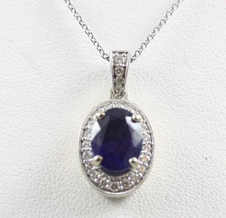 Blue Sapphire And Diamond Pendant Necklace
