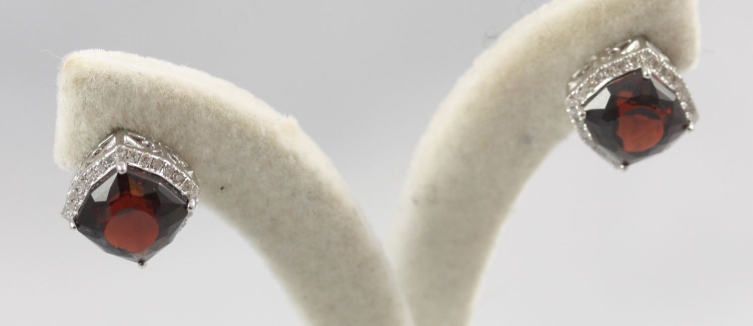 Garnet And Diamond Earrings