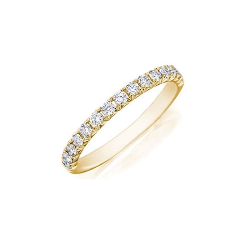 Henri Daussi 18 Karat Yellow Gold Diamond Wedding Band