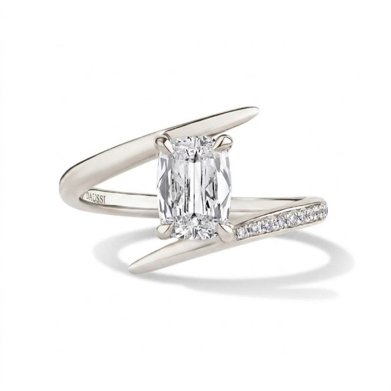 Henri Daussi Cushion Cut Diamond Bypass Ring