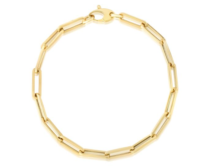 10 Karat Yellow Gold 4.2mm Polished Paperclip Chain Bracelet Measuring 7.5 Inches