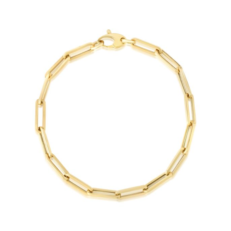 10 Karat Yellow Gold 4.2mm Polished Paperclip Chain Bracelet Measuring 7.5 Inches