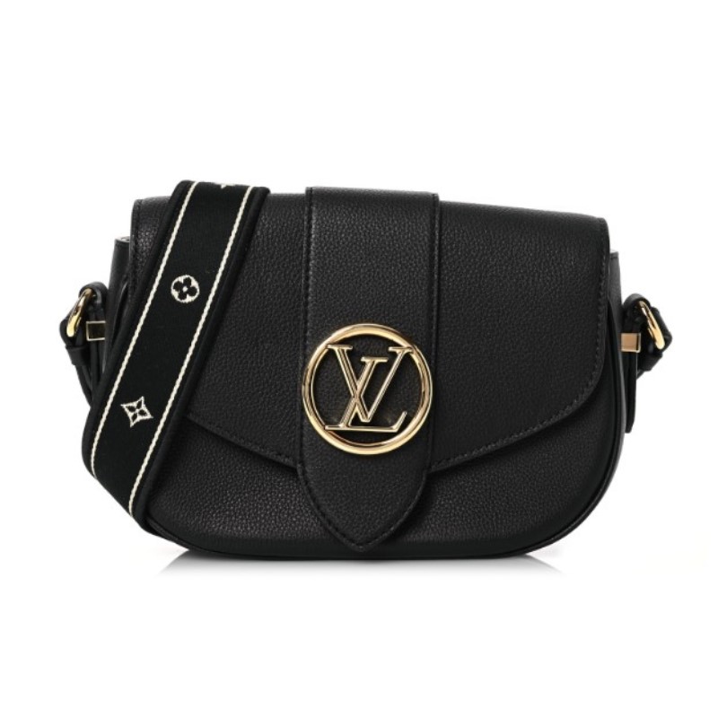 Louis Vuitton Grained Calfskin LV Pont 9 NeufSoft PM Crossbody Bag in Black