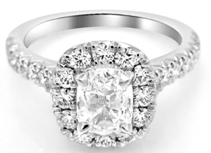 Henri Daussi 18 Karat White Gold GIA Certified Diamond Engagement Ring