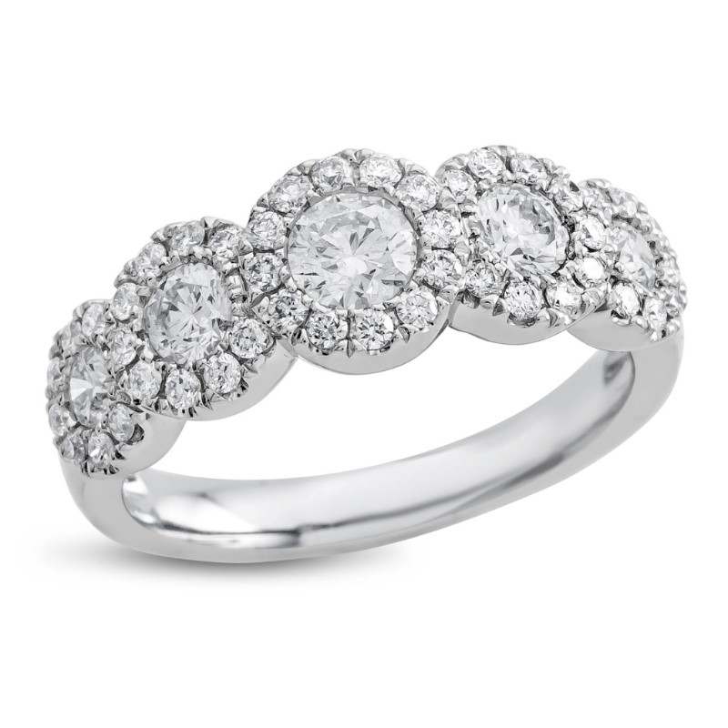 1.0ct Five Stone Diamond Halo Ring 1.0ct Five Stone Diamond Halo Ring