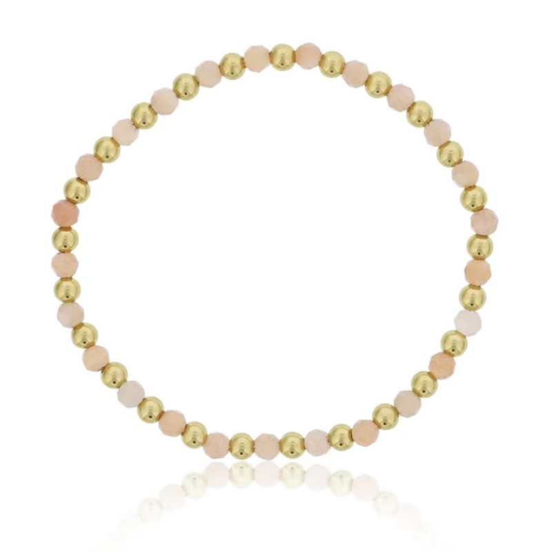 4mm Peach Moonstone Beaded Stretch Bracelet