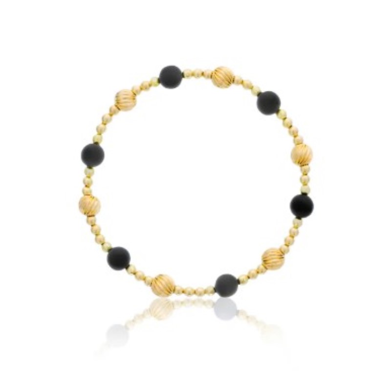 Black Agate Beaded Stretch Bracelet