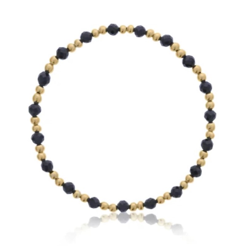 Black Spinel Beaded Stretch Bracelet