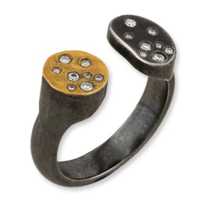 Lika Behar Fused Oxy And Dora Bean Ring With Extra Diamond Sprinkles