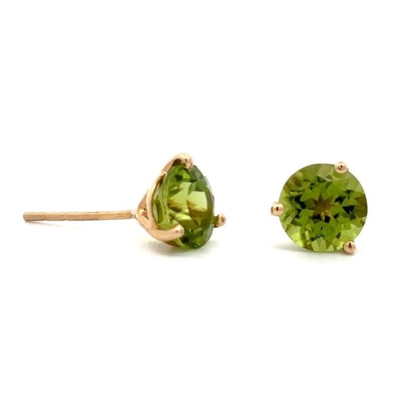 14 Karat Yellow Gold Peridot Martini Stud Earrings