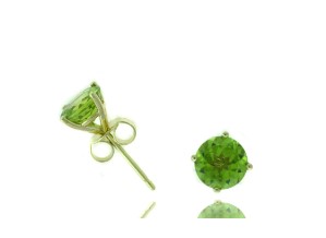 14 Karat Yellow Gold Peridot Stud Earrings