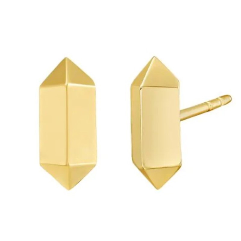 Long Hexagon 3-D Stud Earrings