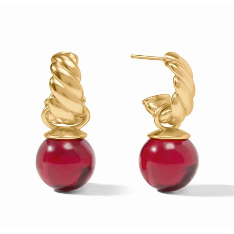 Julie Vos Cranberry Ravello Hoop And Charm Earrings