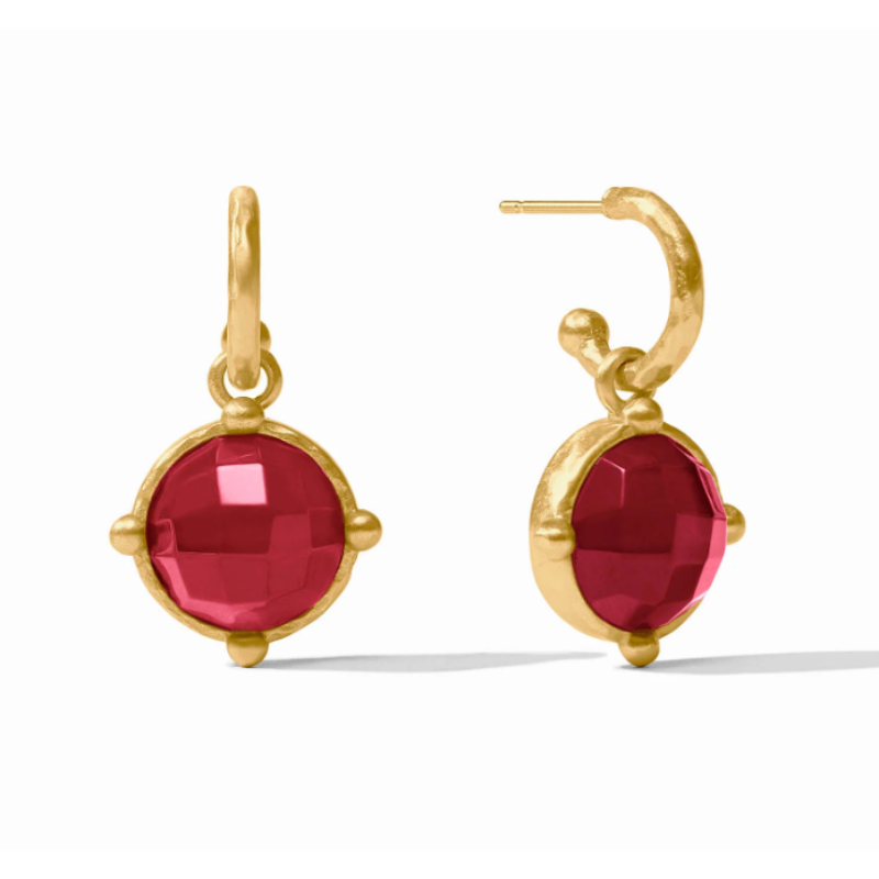 Julie Vos Ruby Red Honeybee Hoop And Charm Earrings
