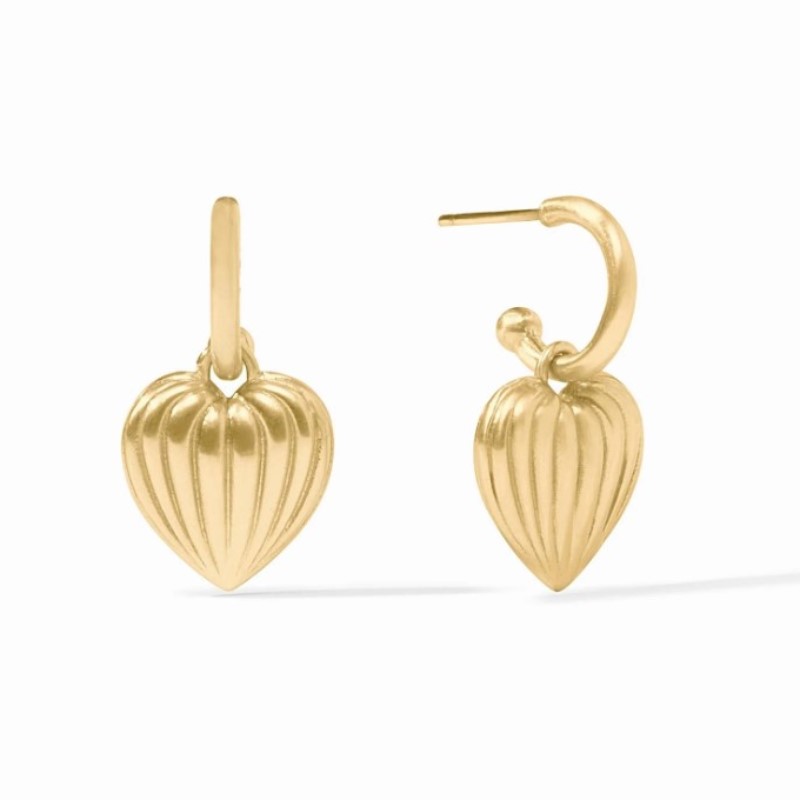 Julie Vos Puffy Heart Hoop & Charm Earring