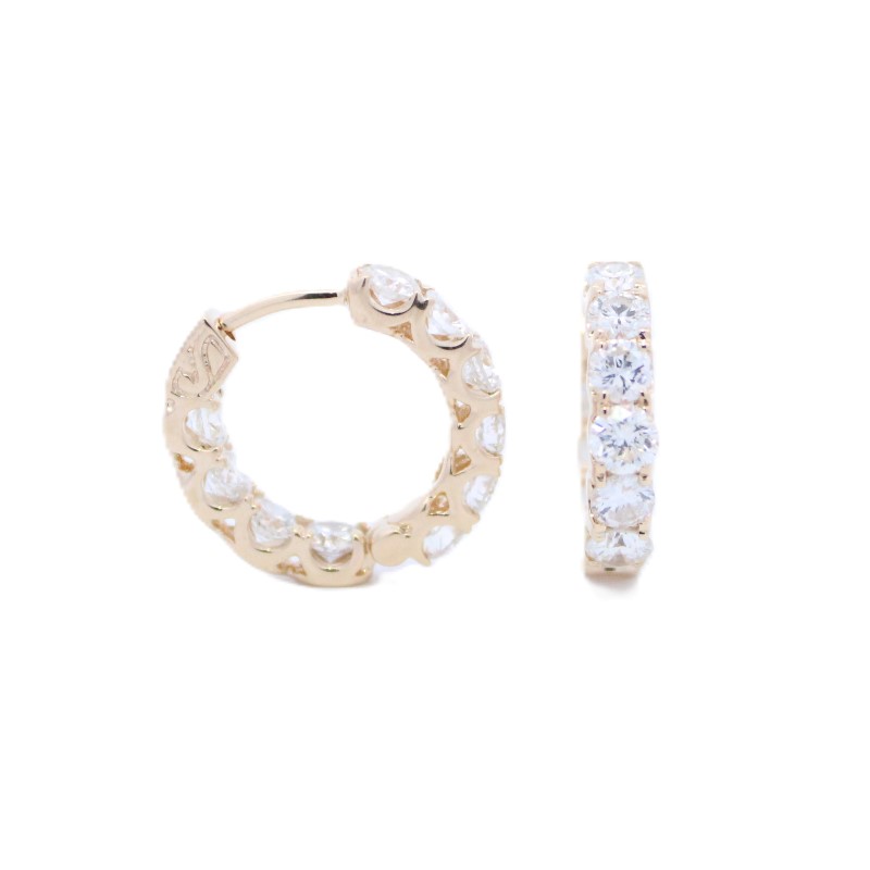 Diamond Inside Outside Semi-Mount Hoop Earrings in 14 karat yellow gold