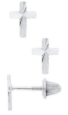 Sterling Silver Diamond Cut Cross Earrings