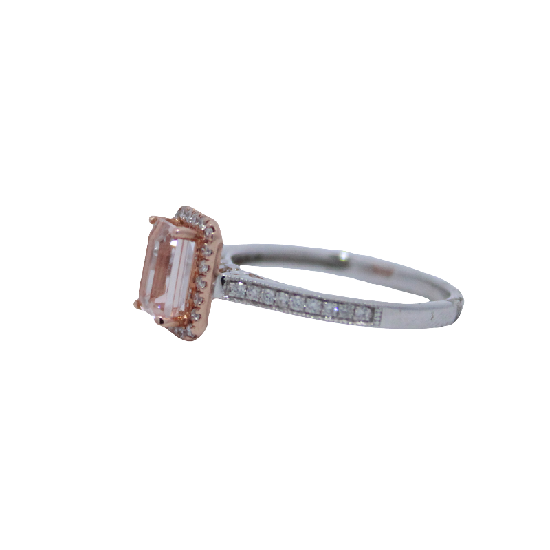 Two Tone Morganite And Diamond Ring