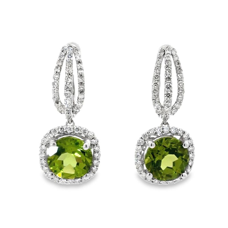 Peridot And Diamond Dangle Earrings