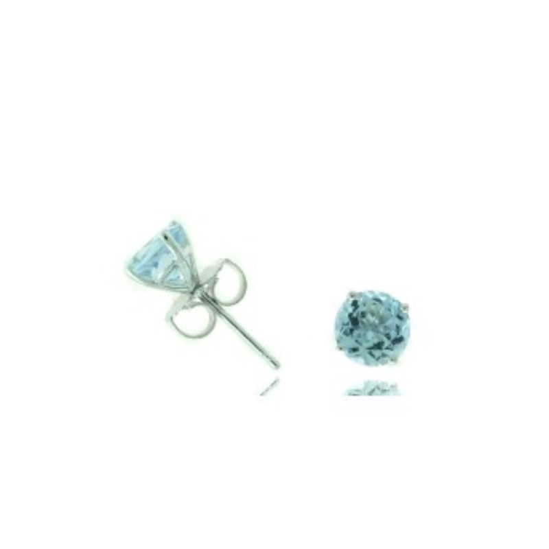 14 Karat White Gold Aquamarine Stud Earrings