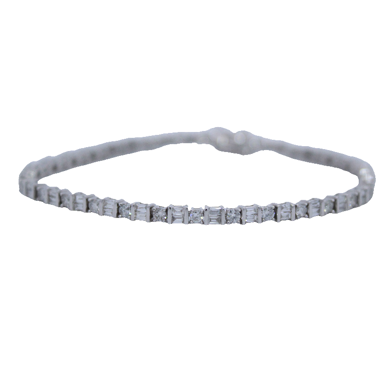 Round And Baguette Cut Diamond Tennis Bracelet