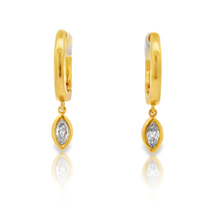 Diamond Dangle Huggie Earrings