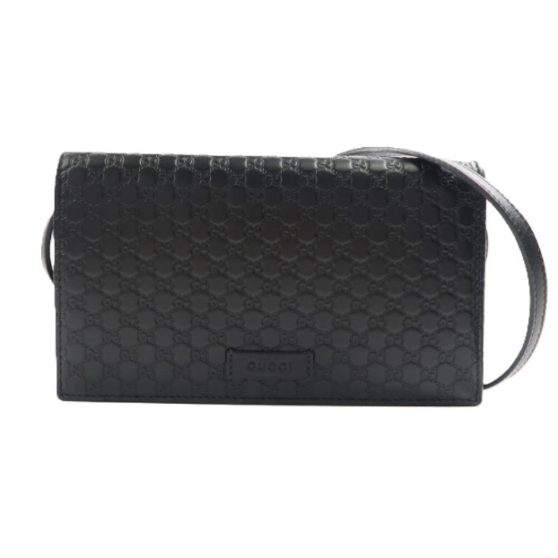 Gucci Crossbody Wallet in Black Micro Guccissima Leather