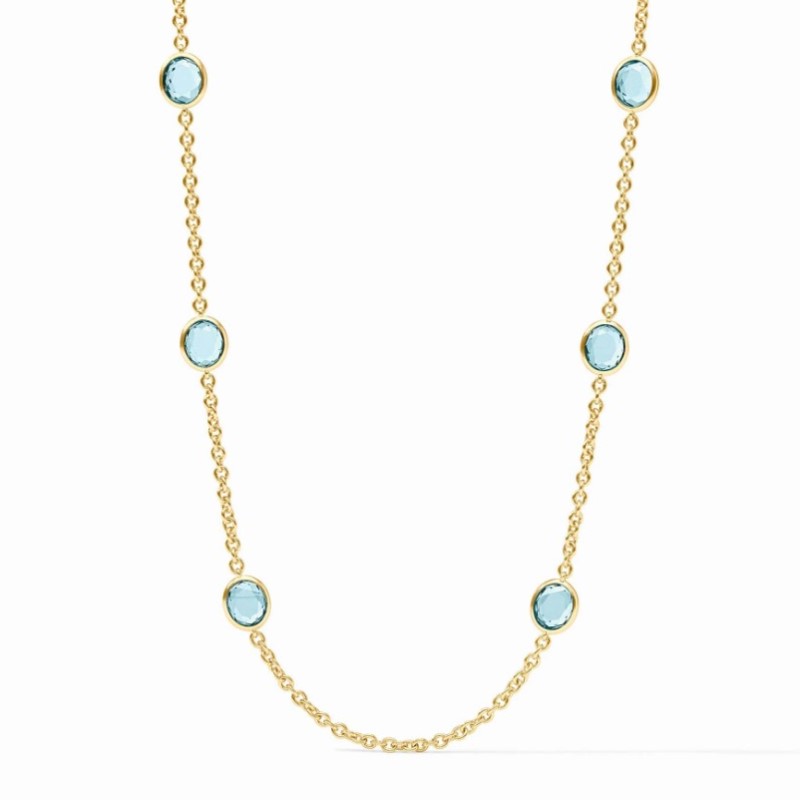 Julie Vos Laguna Stone Station Necklace in Aquamarine Blue Julie Vos Laguna Stone Station Necklace in Aquamarine Blue