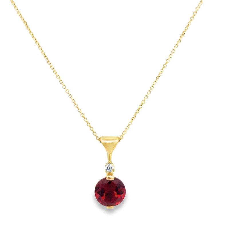 Garnet And Diamond Pendant Necklace