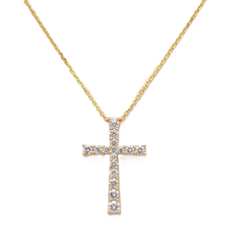 Graduated Diamond Cross Pendant Necklace Graduated Diamond Cross Pendant Necklace