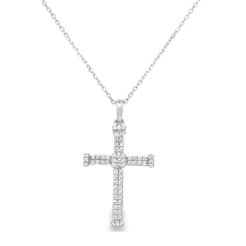 2 Row Diamond Cross Pendant Necklace 2 Row Diamond Cross Pendant Necklace