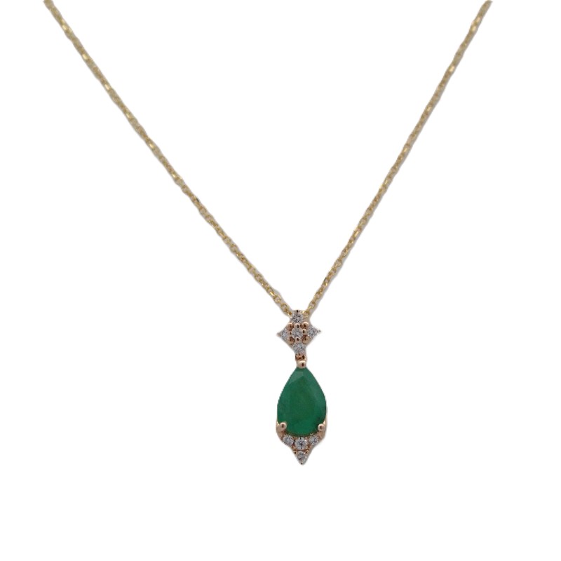 Emerald And Diamond Pendant Necklace