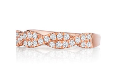 Henri Daussi 14 Karat Rose Gold Diamond Twist Band