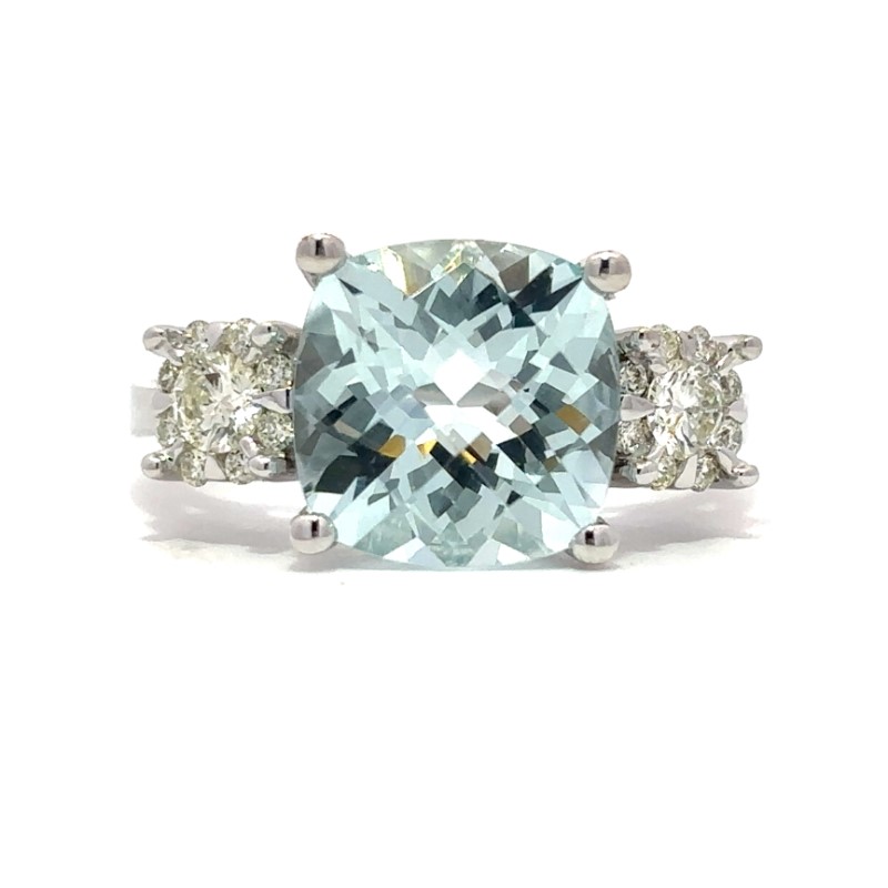 Aquamarine And Diamond Ring