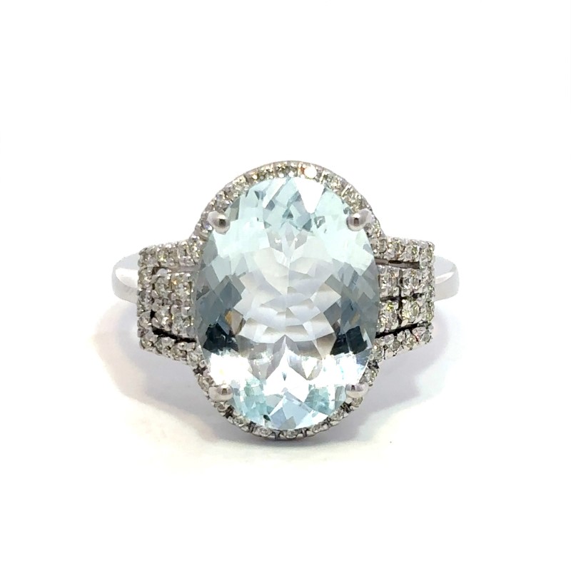 Aquamarine And Diamond Ring
