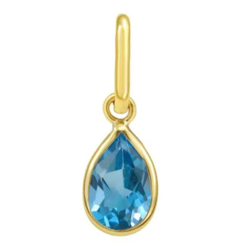Pear Shaped Blue Topaz Charm Pendant