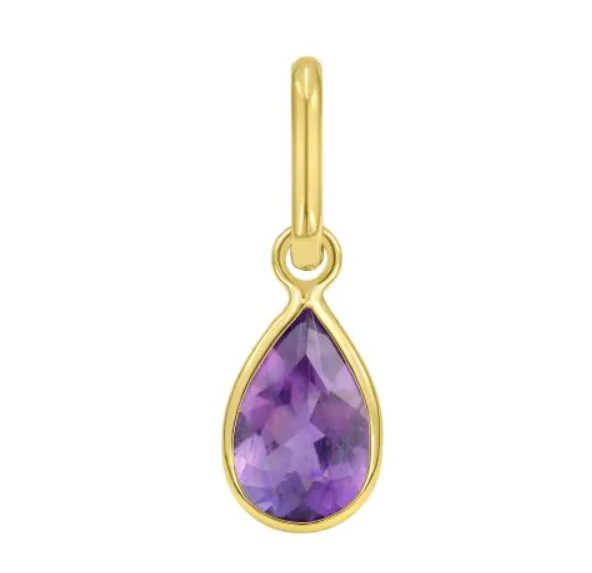Pear Shaped Amethyst Charm Pendant