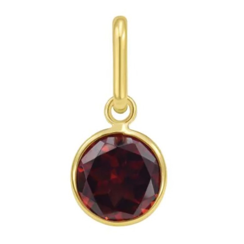 Round Garnet Charm Pendant